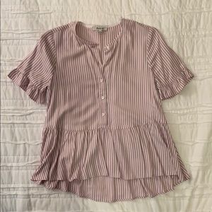 Madewell Striped Peplum Blouse, Size XXS
